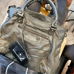 Balenciaga City Bag- distressed black lambskin